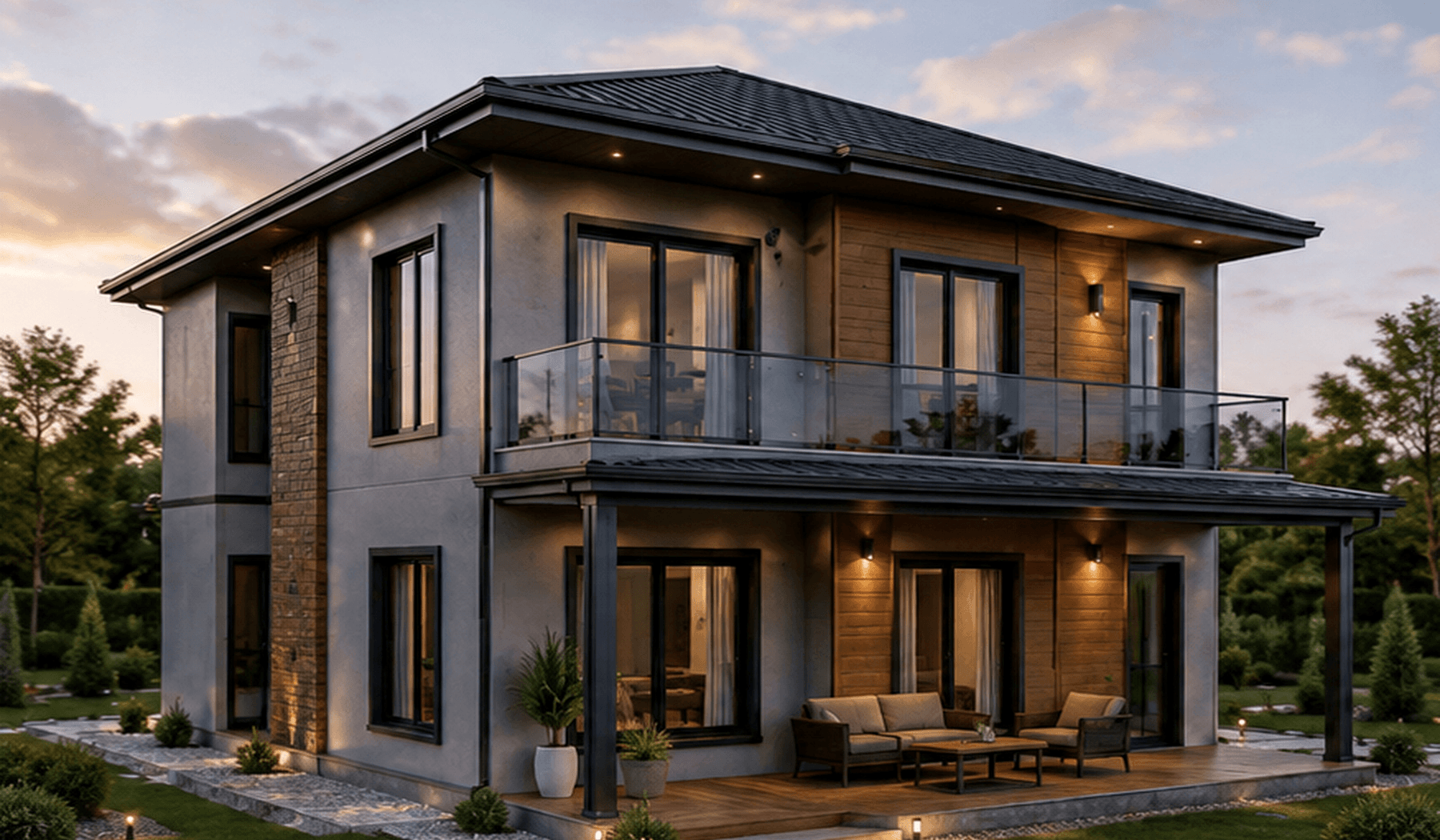 156 m² 4+1 İki Katlı Prefabrik Villa
